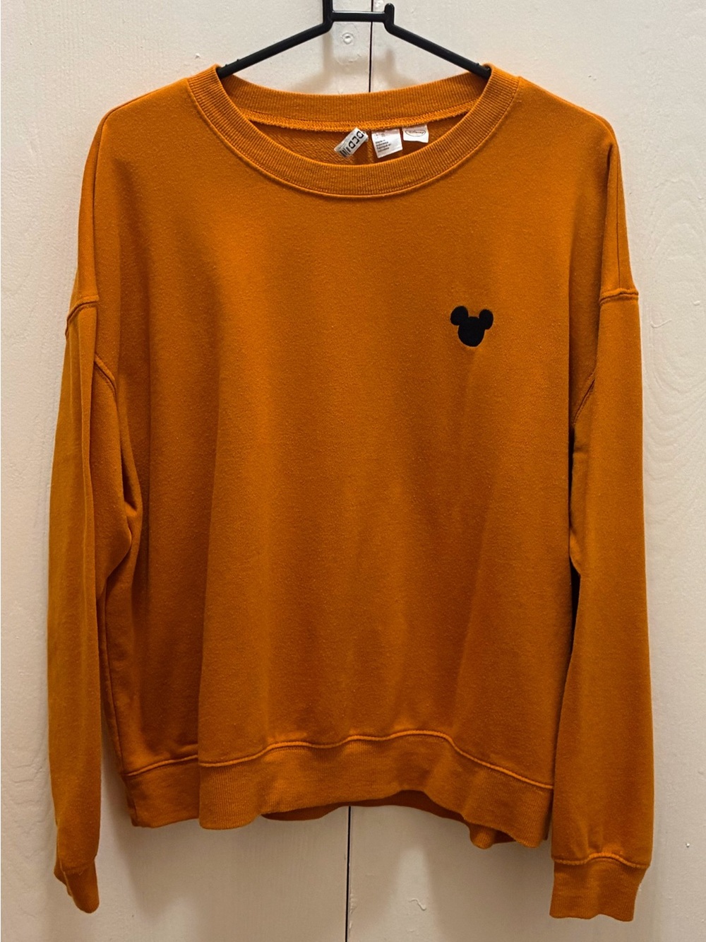 Disney Orange Crew Sweatshirt with Black Mickey Silhouette
